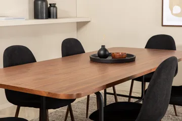Unos Spisegruppe 200 cm inkl. 6 Pontus Stoler - Valnøttbrun/Svart - Møbler - Bord - Spisegruppe