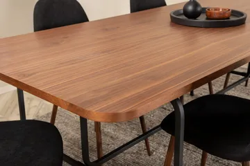 Unos Spisegruppe 200 cm inkl. 6 Pontus Stoler - Valnøttbrun/Svart - Møbler - Bord - Spisegruppe