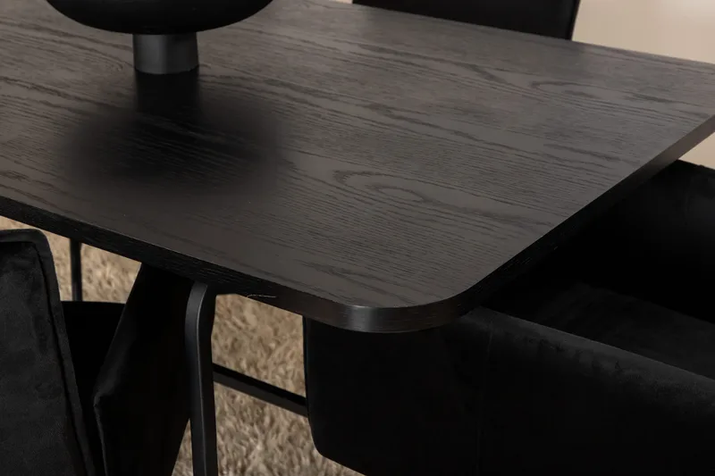 Unos Spisegruppe 200 cm inkl. 6 Pippi Stoler - Svart - Møbler - Bord - Spisegruppe