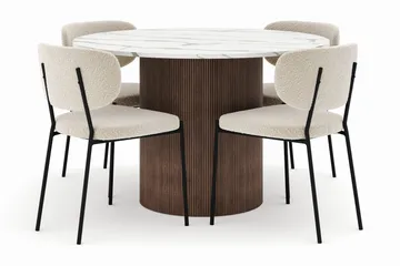 Uppveda Rundt Spisebord 120 cm med 4 Gemmiano Stoler - Brun - Møbler - Bord - Spisegruppe