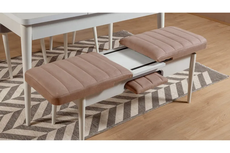 Valsot Forlengningsbar Spisegruppe 129 cm - Hvit/Grå - Møbler - Bord - Spisegruppe