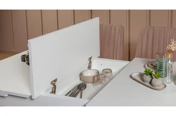 Valsot Forlengningsbar Spisegruppe 129 cm - Hvit/Grå - Møbler - Bord - Spisegruppe