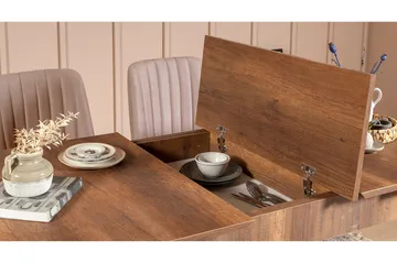 Valsot Forlengningsbar Spisegruppe 129 cm - Hvit/Grå - Møbler - Bord - Spisegruppe