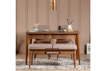 Valsot Forlengningsbar Spisegruppe 129 cm - Hvit/Mørkebrun - Møbler - Bord - Spisegruppe