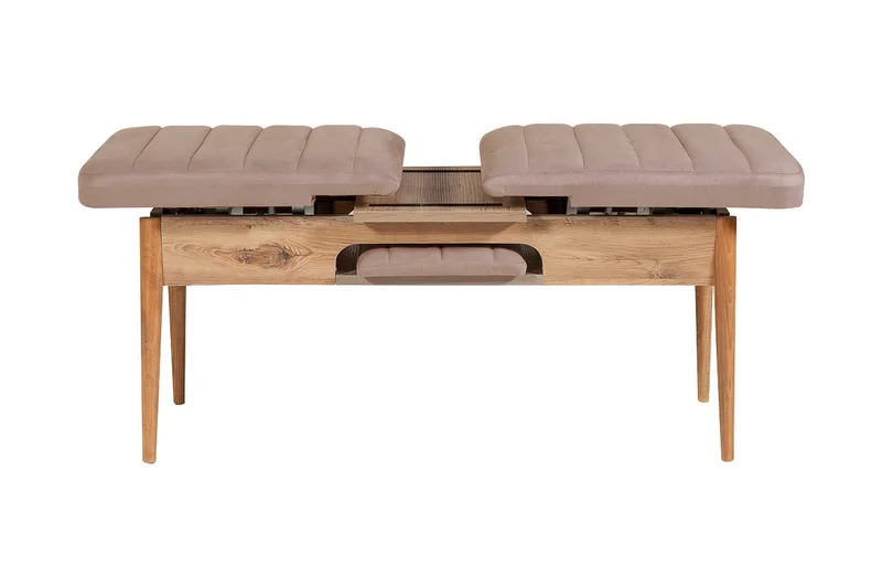 Valsot Forlengningsbar Spisegruppe 129 cm - Natur/Grå/Brun - Møbler - Bord - Spisegruppe