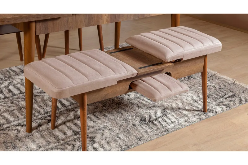 Valsot Uttrekkbar spisegruppe 129 cm - Hvit/Grå - Møbler - Bord - Spisegruppe