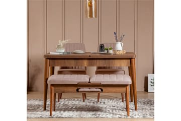 Valsot Uttrekkbar spisegruppe 129 cm - Hvit/Mørkebrun - Møbler - Bord - Spisegruppe