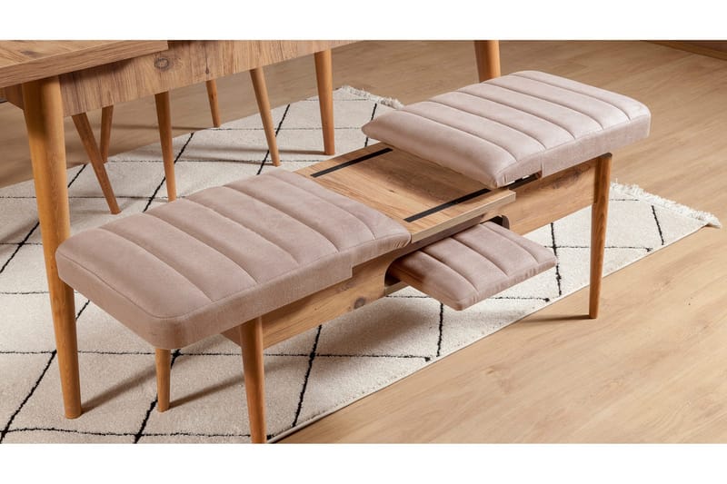 Valsot Uttrekkbar spisegruppe 129 cm - Natur/Grå/Brun - Møbler - Bord - Spisegruppe