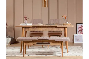 Valsot Uttrekkbar spisegruppe 129 cm - Natur/Grå/Brun - Møbler - Bord - Spisegruppe