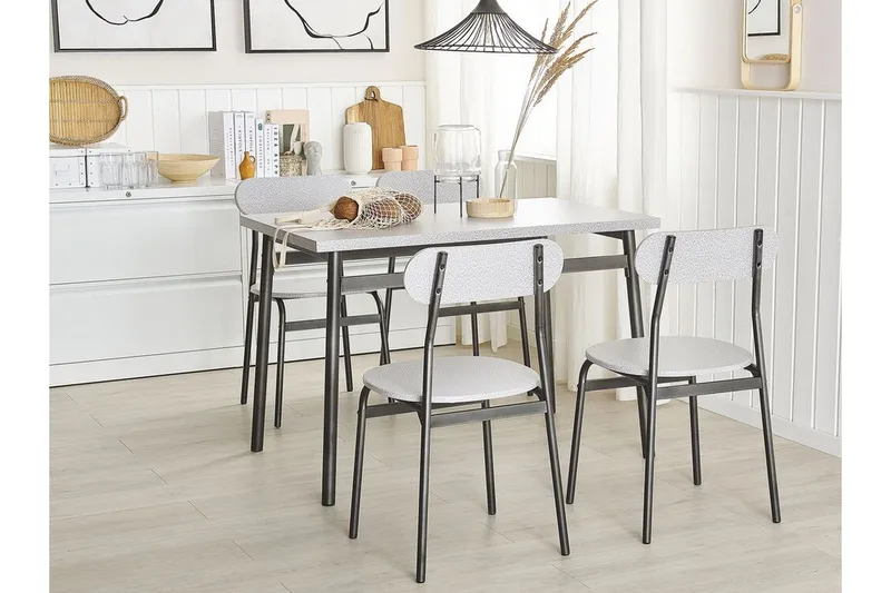 Velden Spisegruppe 110 cm Inkl. 4 Stoler - Grå / Svart - Møbler - Bord - Spisegruppe