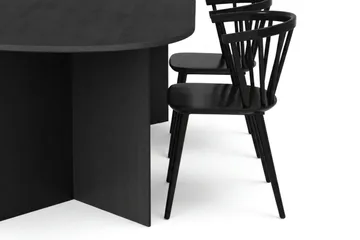 Vera spisegruppe rektangulær 180 cm svart med 6 Tyrö spisestoler - Svart - Møbler - Bord - Spisegruppe