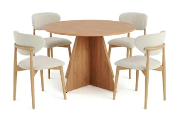 Vera spisegruppe rund 110 cm eik med 4 Molly spisestoler - Eik - Møbler - Bord - Spisegruppe