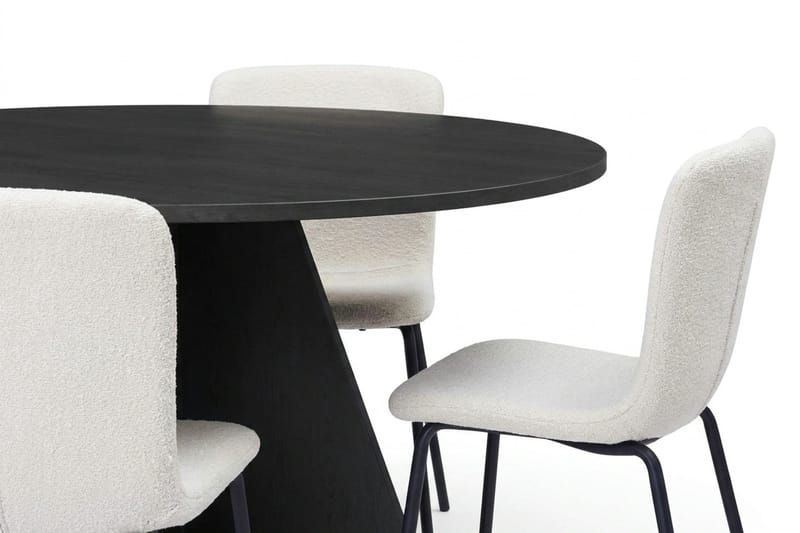 Vera spisegruppe rund 110 cm svart med 4 Katy spisestoler - Svart - Møbler - Bord - Spisegruppe