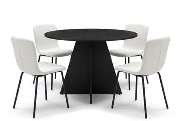 Vera spisegruppe rund 110 cm svart med 4 Katy spisestoler - Svart - Møbler - Bord - Spisegruppe