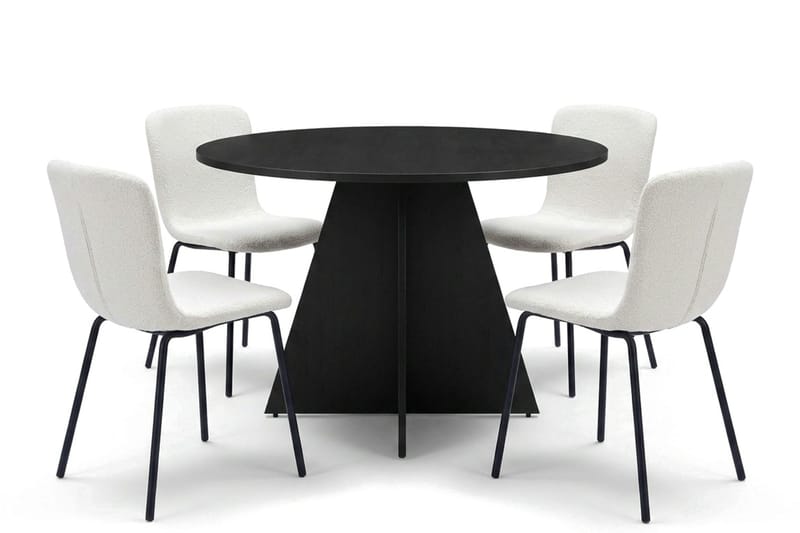 Vera spisegruppe rund 110 cm svart med 4 Katy spisestoler - Svart - Møbler - Bord - Spisegruppe