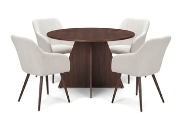Vera spisegruppe rund 110 cm valnøtt med 4 Filippa spisestoler - Valnøtt - Møbler - Bord - Spisegruppe