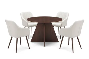 Vera spisegruppe rund 110 cm valnøtt med 4 Filippa spisestoler - Valnøtt - Møbler - Bord - Spisegruppe