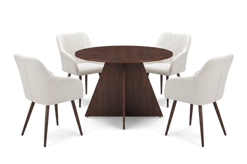 Vera spisegruppe rund 110 cm valnøtt med 4 Filippa spisestoler - Valnøtt - Møbler - Bord - Spisegruppe
