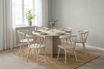 Vera spisegruppe rund 130 cm hvitlasert med 6 Tyrö spisestoler - Hvitlasert - Møbler - Bord - Spisegruppe