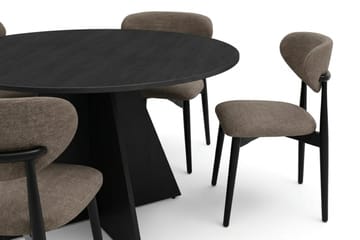 Vera spisegruppe rund 130 cm svart med 6 Molly spisestoler - Svart - Møbler - Bord - Spisegruppe