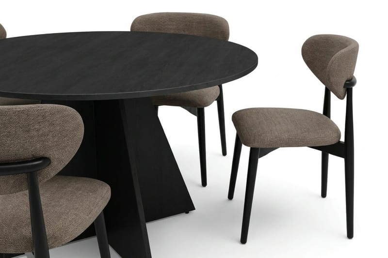 Vera spisegruppe rund 130 cm svart med 6 Molly spisestoler - Svart - Møbler - Bord - Spisegruppe