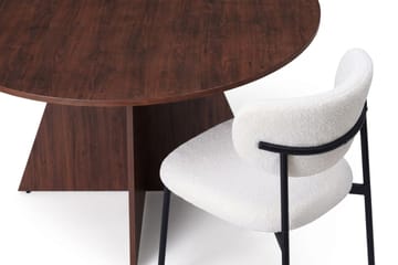 Vera spisegruppe rund 130 cm valnøtt med 6 Lucy spisestoler - Valnøtt - Møbler - Bord - Spisegruppe
