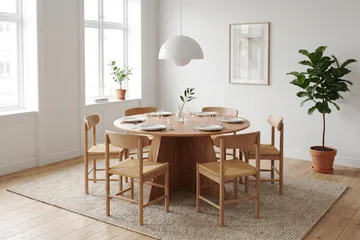 Vera Spisegruppe rund 150 cm Eik med 6 Malte Spisestoler - Eik - Møbler - Bord - Spisegruppe
