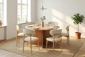 Vera spisegruppe rund 150 cm eik med 6 Molly spisestoler - Eik - Møbler - Bord - Spisegruppe