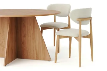 Vera spisegruppe rund 150 cm eik med 6 Molly spisestoler - Eik - Møbler - Bord - Spisegruppe