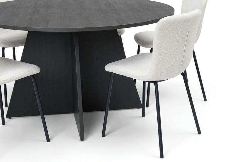 Vera spisegruppe rund 150 cm svart med 6 Katy spisestoler - Svart - Møbler - Bord - Spisegruppe