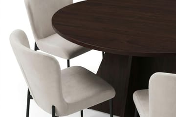 Vera spisegruppe rundt 130 cm røkt eik med 6 Elsie spisestoler - Røkt eik/Beige - Møbler - Bord - Spisegruppe