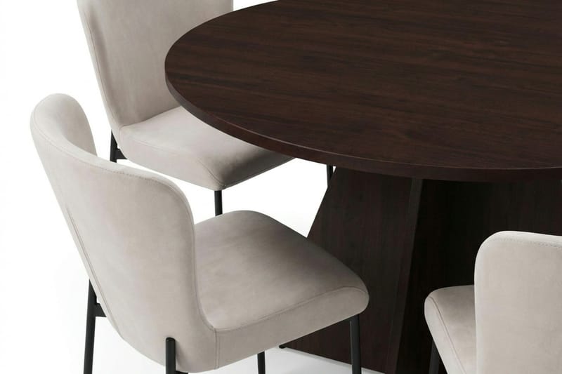 Vera spisegruppe rundt 130 cm røkt eik med 6 Elsie spisestoler - Røkt eik/Beige - Møbler - Bord - Spisegruppe