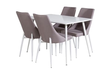 Ypas Spisegruppe 120 cm inkl. 4 Ludde Stoler - Hvit/Grå - Møbler - Bord - Spisegruppe