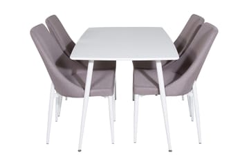 Ypas Spisegruppe 120 cm inkl. 4 Ludde Stoler - Hvit/Grå - Møbler - Bord - Spisegruppe