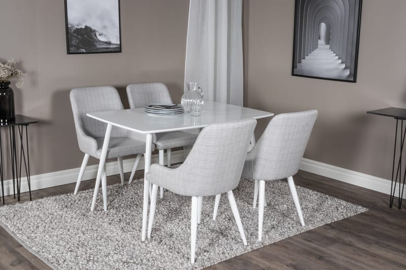 Ypas Spisegruppe 120 cm inkl. 4 Ridones Stoler - Hvit/Grå - Møbler - Bord - Spisegruppe