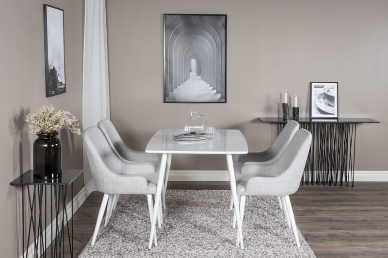 Ypas Spisegruppe 120 cm inkl. 4 Ridones Stoler - Hvit/Grå - Møbler - Bord - Spisegruppe
