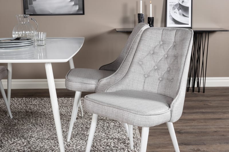 Ypas Spisegruppe 120 cm inkl. 4 Valera Stoler - Hvit/Grå - Møbler - Bord - Spisegruppe