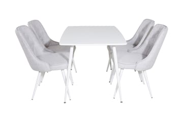 Ypas Spisegruppe 120 cm inkl. 4 Valera Stoler - Hvit/Grå - Møbler - Bord - Spisegruppe