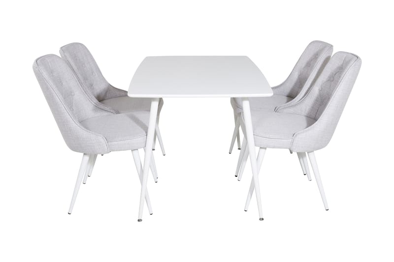 Ypas Spisegruppe 120 cm inkl. 4 Valera Stoler - Hvit/Grå - Møbler - Bord - Spisegruppe