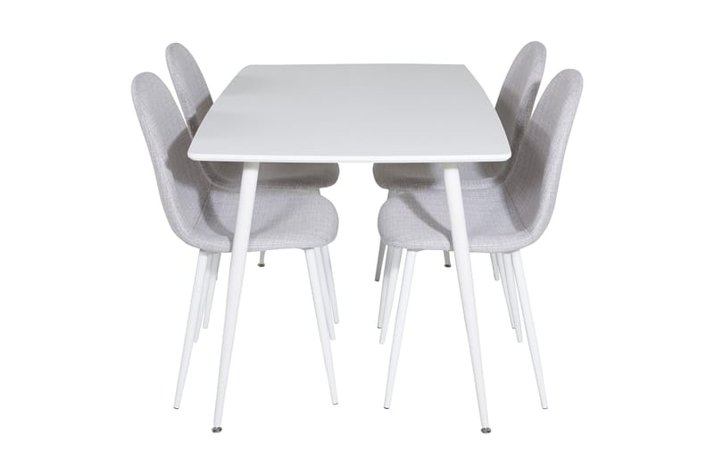 Ypas Spisegruppe 120 cm inkl. 4 Ypas Stoler - Hvit/Grå - Møbler - Bord - Spisegruppe