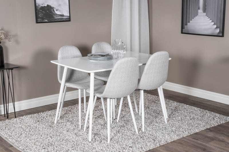 Ypas Spisegruppe 120 cm inkl. 4 Ypas Stoler - Hvit/Grå - Møbler - Bord - Spisegruppe