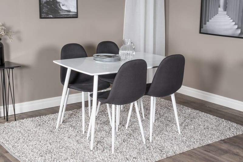Ypas Spisegruppe 120 cm inkl. 4 Ypas Stoler - Hvit/Svart - Møbler - Bord - Spisegruppe