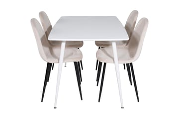 Ypas Spisegruppe 120 cm inkl. 4 Pontus Stoler - Hvit/Svart/Beige - Møbler - Bord - Spisegruppe