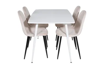 Ypas Spisegruppe 120 cm inkl. 4 Pontus Stoler - Hvit/Svart/Beige - Møbler - Bord - Spisegruppe