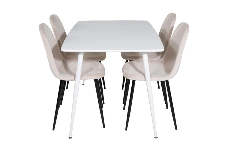 Ypas Spisegruppe 120 cm inkl. 4 Pontus Stoler - Hvit/Svart/Beige - Møbler - Bord - Spisegruppe