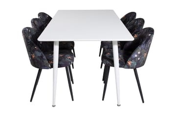 Ypas Spisegruppe 180 cm inkl. 6 Sedavi Stoler - Hvit/Blå/Svart - Møbler - Bord - Spisegruppe