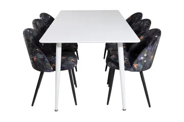 Ypas Spisegruppe 180 cm inkl. 6 Sedavi Stoler - Hvit/Blå/Svart - Møbler - Bord - Spisegruppe