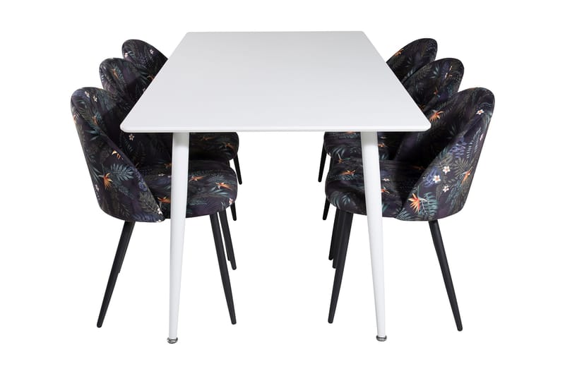 Ypas Spisegruppe 180 cm inkl. 6 Sedavi Stoler - Hvit/Blå/Svart - Møbler - Bord - Spisegruppe