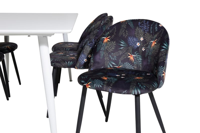 Ypas Spisegruppe 180 cm inkl. 6 Sedavi Stoler - Hvit/Blå/Svart - Møbler - Bord - Spisegruppe