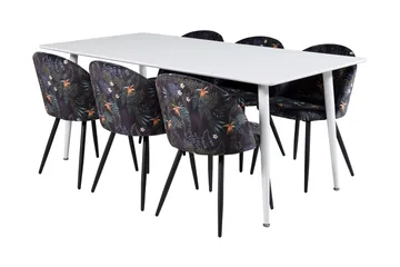 Ypas Spisegruppe 180 cm inkl. 6 Sedavi Stoler - Hvit/Blå/Svart - Møbler - Bord - Spisegruppe